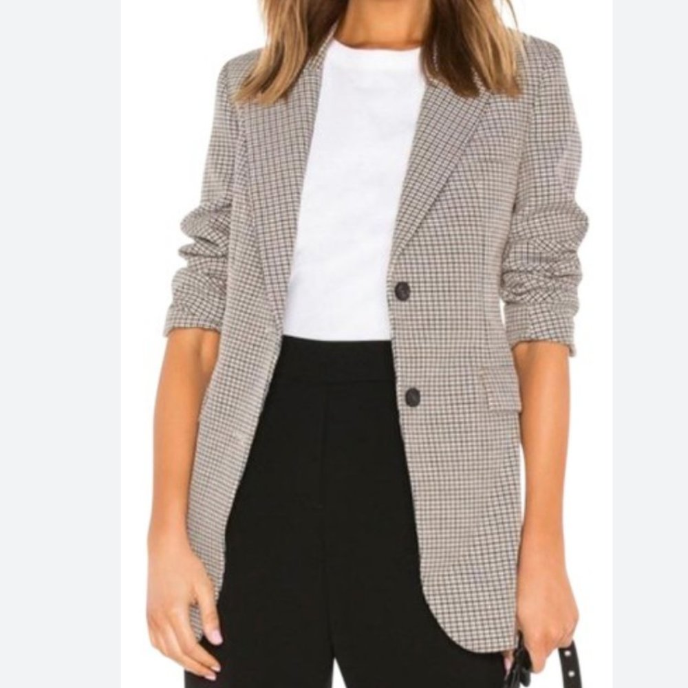 New THEORY Fremont Super Cinched Plaid Blazer